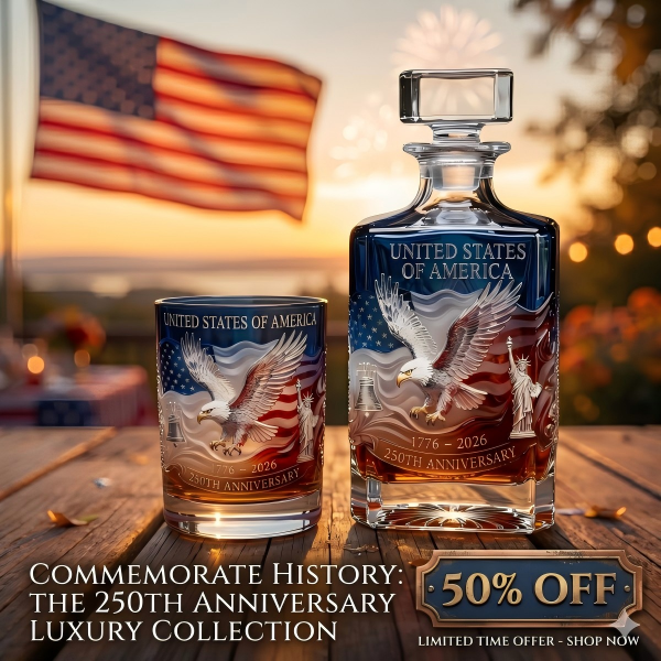 Limited Edition 2026 USA 250th Anniversary Commemorative Glass – 1776-2026 Heritage Edition