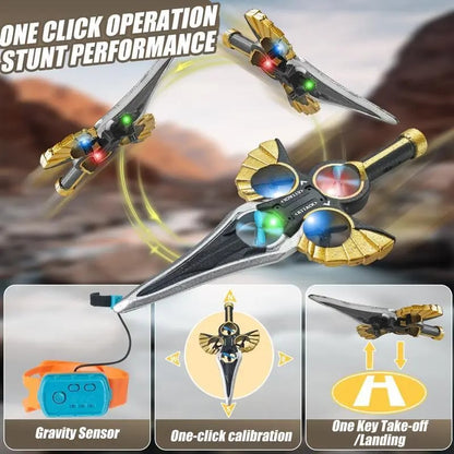 Flying Combat Sword - LED Levitating Rotating Toy with Gesture Control and Watch Remote Function