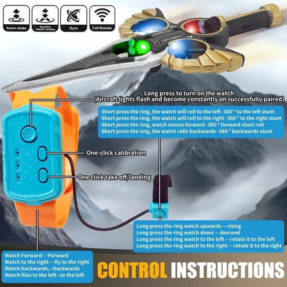 Flying Combat Sword - LED Levitating Rotating Toy with Gesture Control and Watch Remote Function