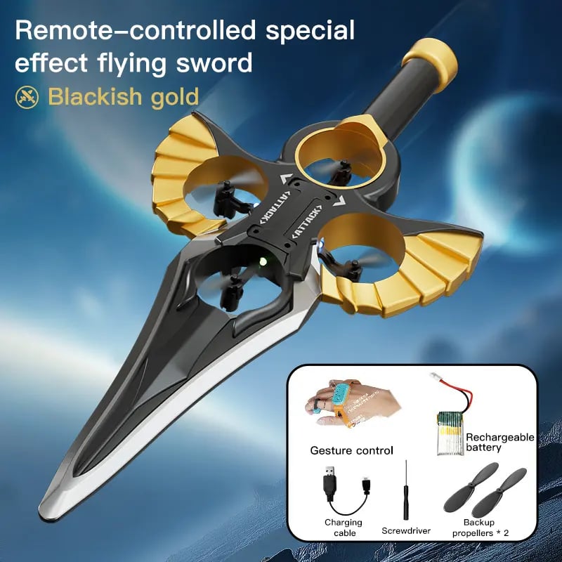 Flying Combat Sword - LED Levitating Rotating Toy with Gesture Control and Watch Remote Function