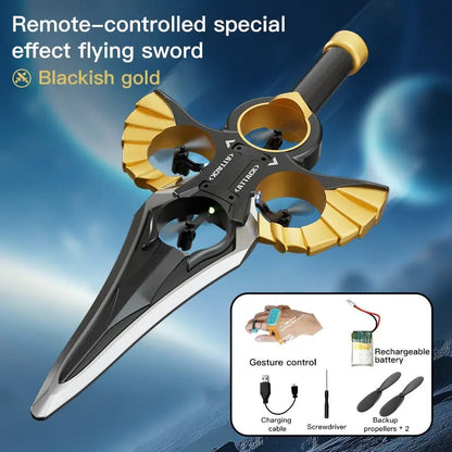 Flying Combat Sword - LED Levitating Rotating Toy with Gesture Control and Watch Remote Function