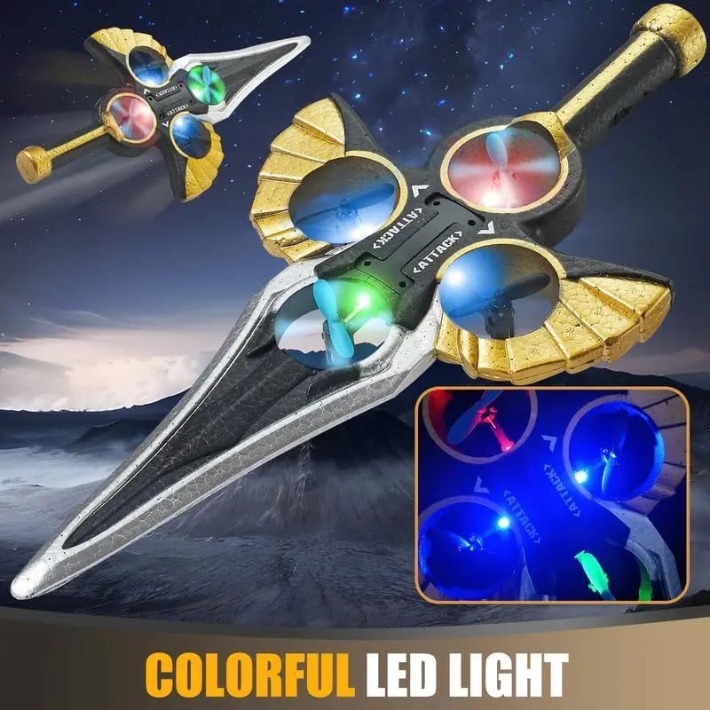 Flying Combat Sword - LED Levitating Rotating Toy with Gesture Control and Watch Remote Function